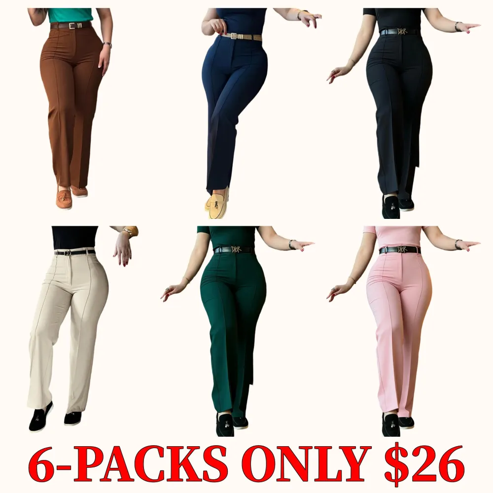 Women's high-waisted straight-leg work pants, business casual pants