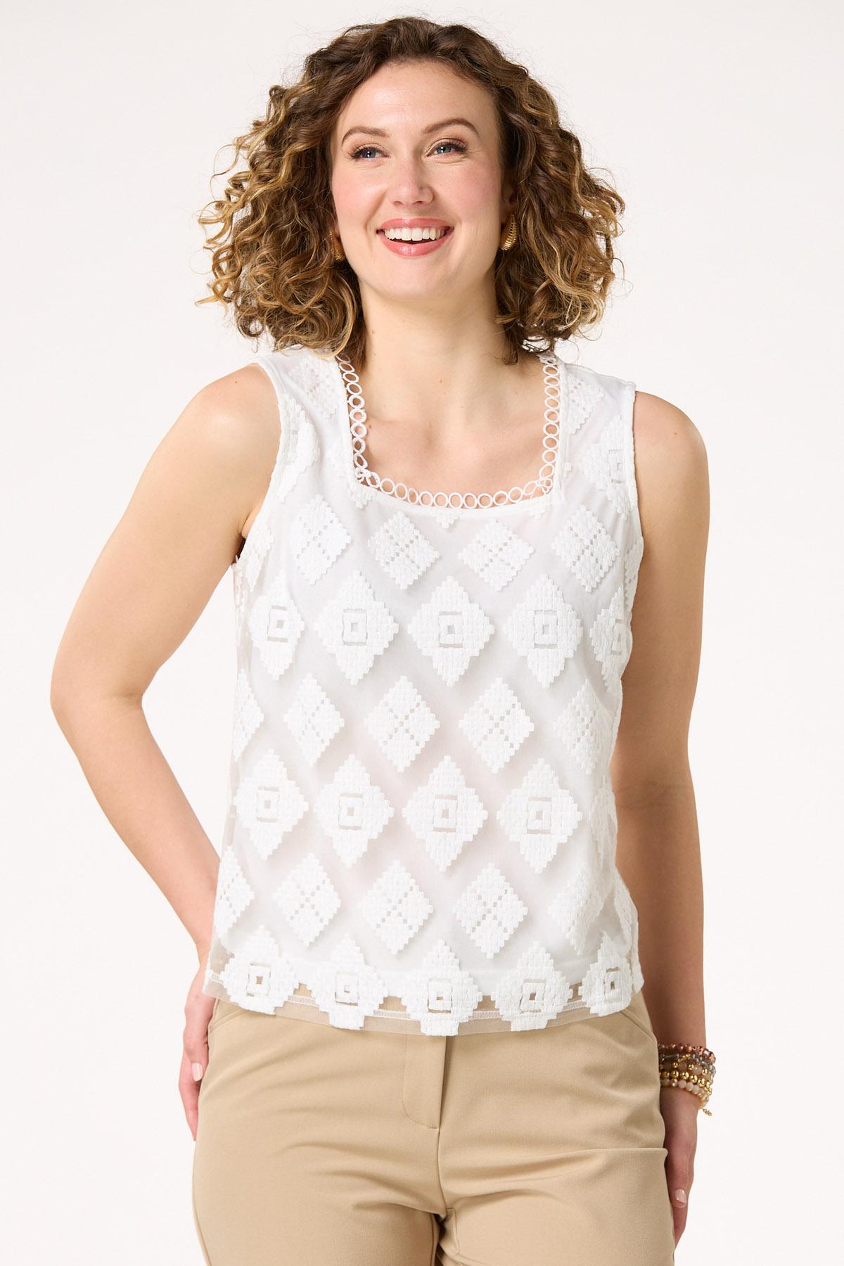 Embroidered Aztec Mesh Tank