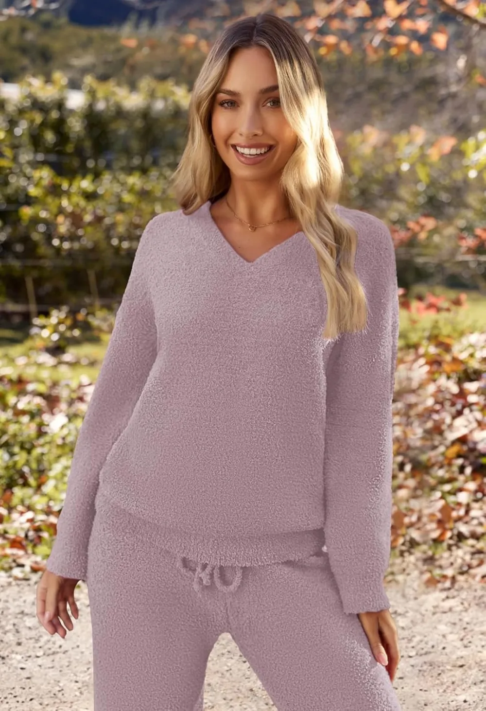 Women's Lounge Sets 2025 Fall Fashion 2 Piece Outfits Sweater Pajama Set