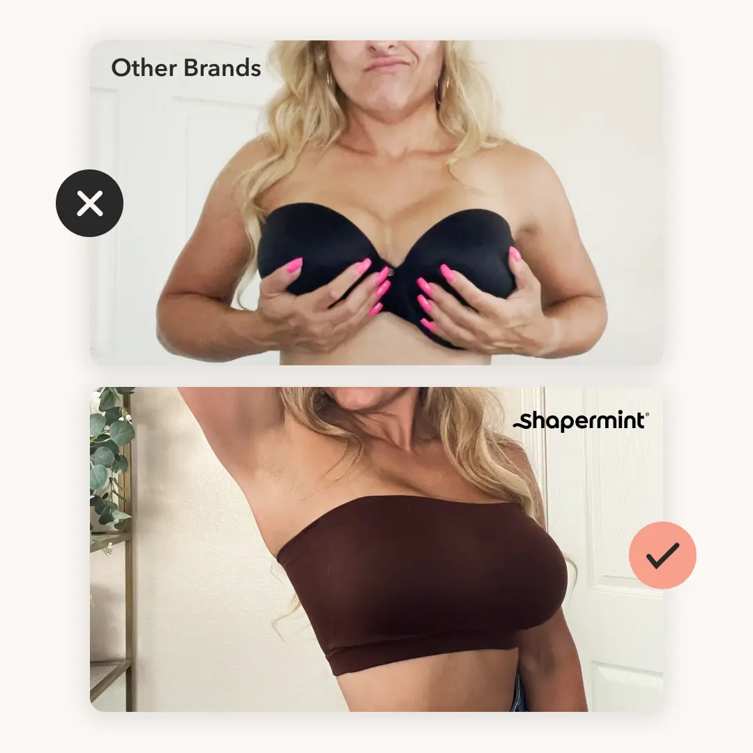 Shapermint Truekind Convertible Strapless Bandeau Bra with Wireless Comfort, Anti-Slip Grip & Removable Straps