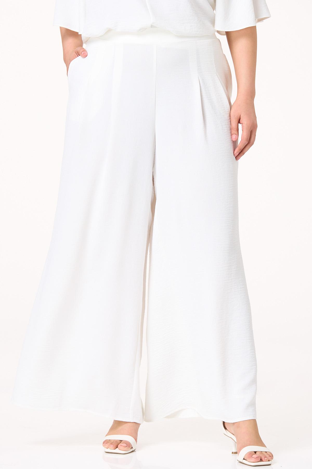Plus Size White Flowy Pants