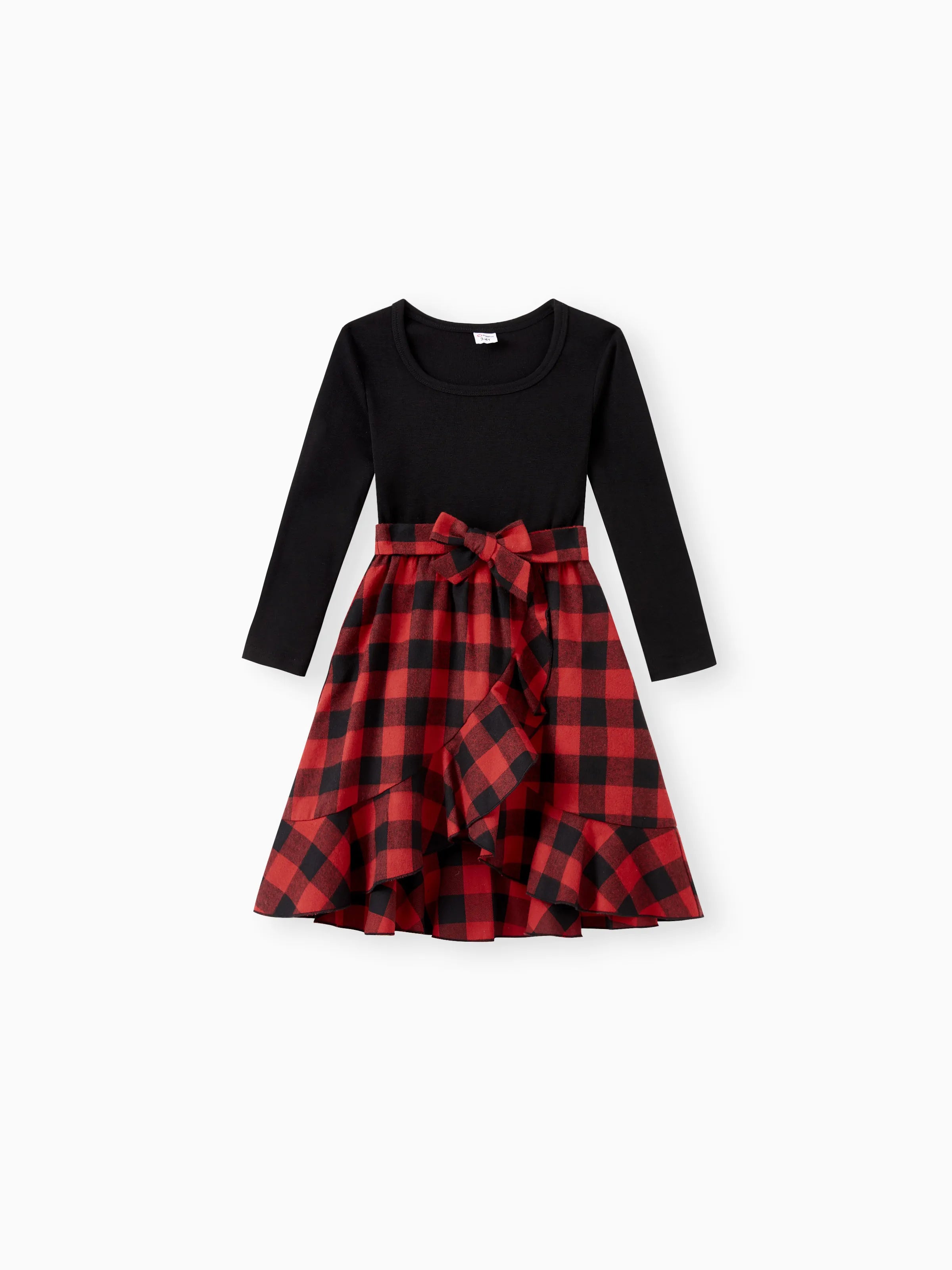 Matching Family Outfits Black and Red Plaid Co-ord Sets Hi-Low Flowy Hemline redblack