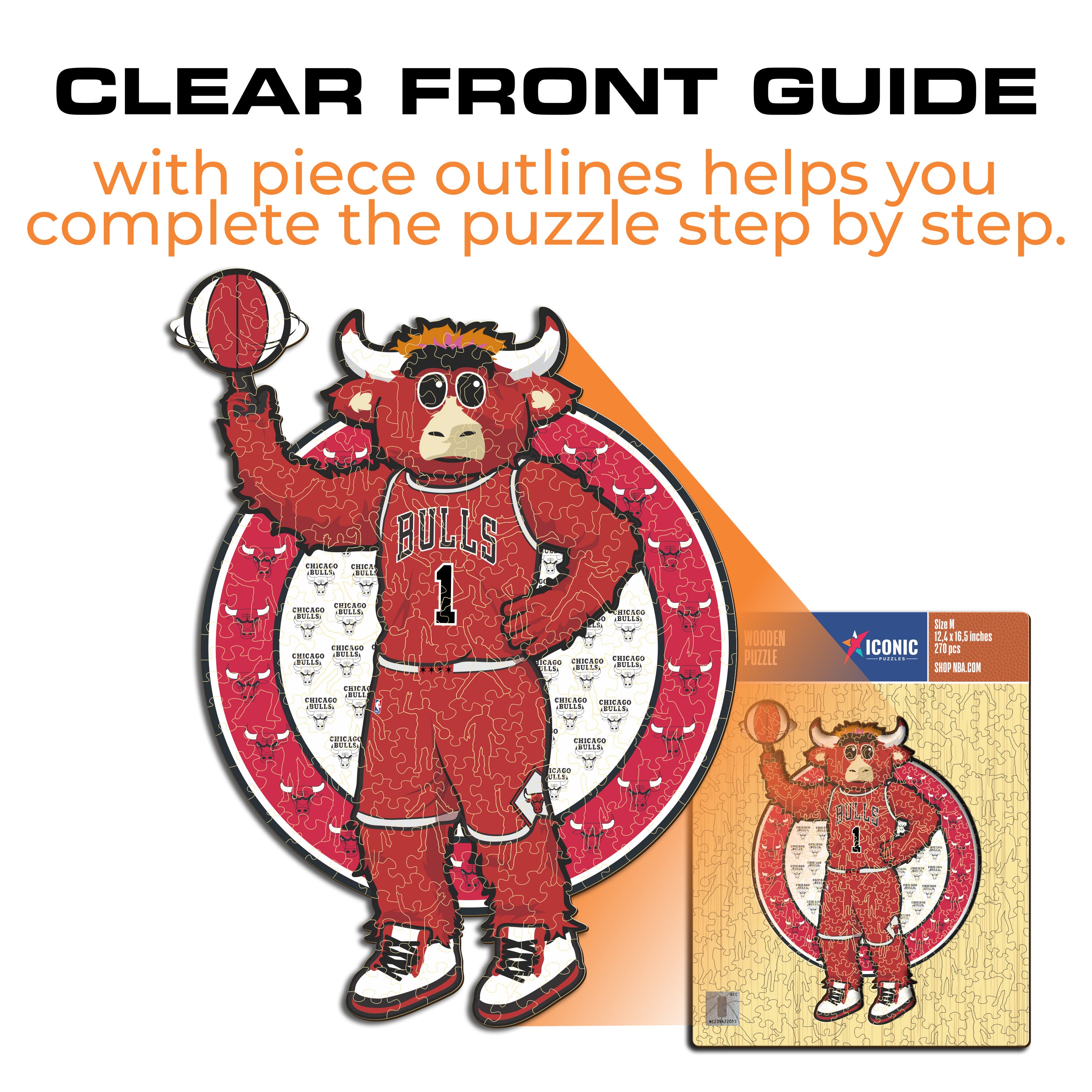 Chicago Bulls™ Mascot - Wooden Puzzle