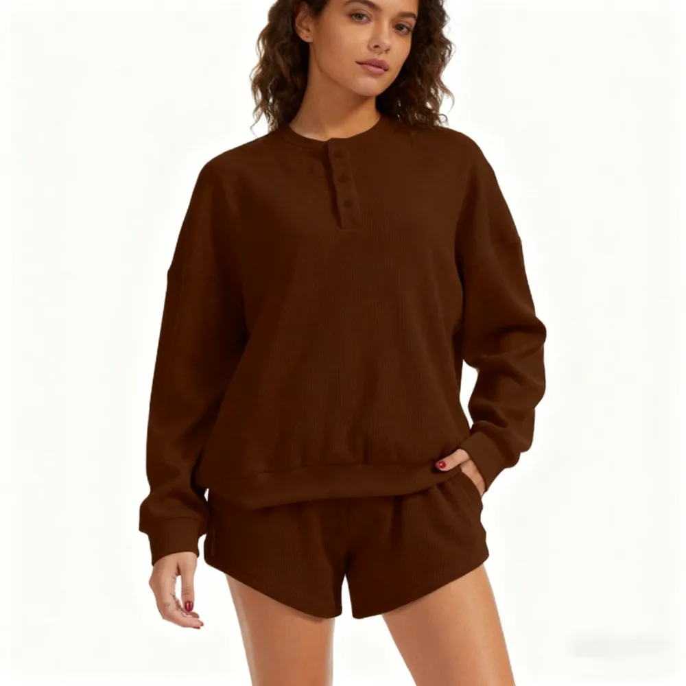 Women's Oversized Waffle Knit Lounge Set