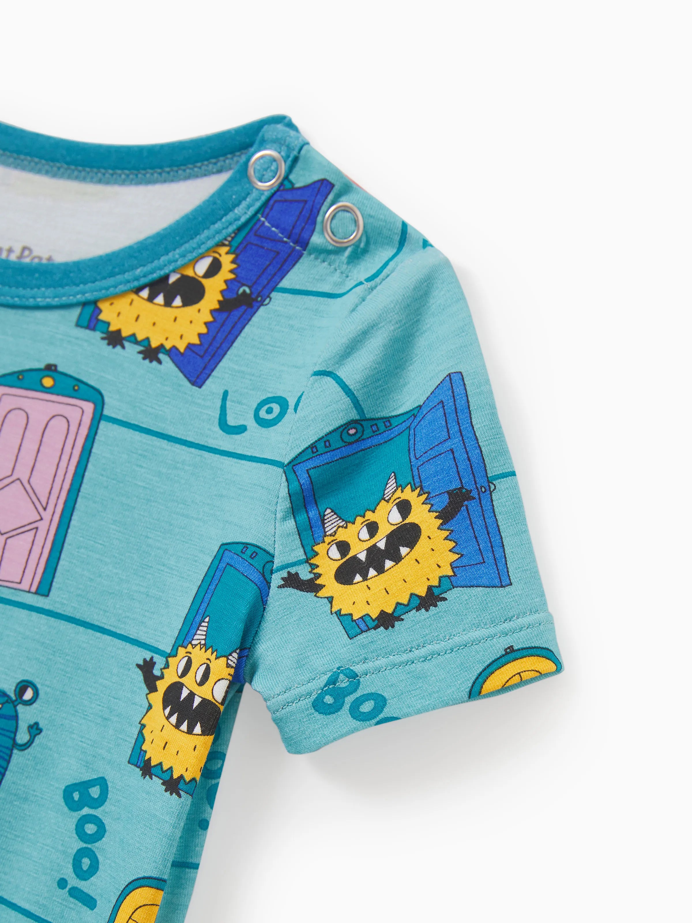 Bamboo Family Pajamas Cartoon Print Short-sleeve Matching Pajama set ( Snug-Fitting for Children ) Green