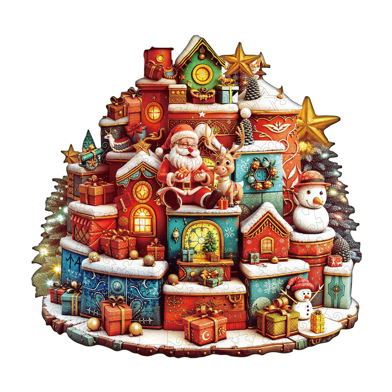 Christmas gift house Wooden Jigsaw Puzzle