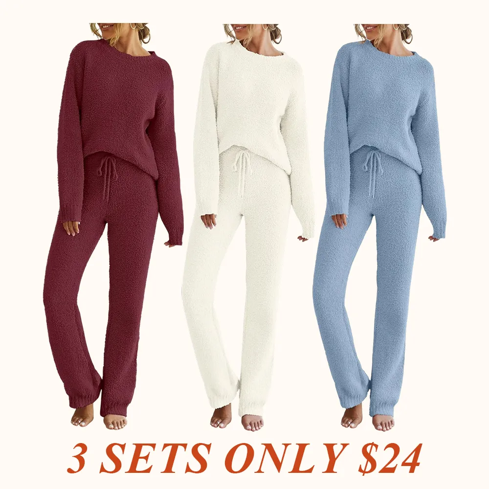 Womens Pajama Sets 2025 Fall Lounge Sweater Set