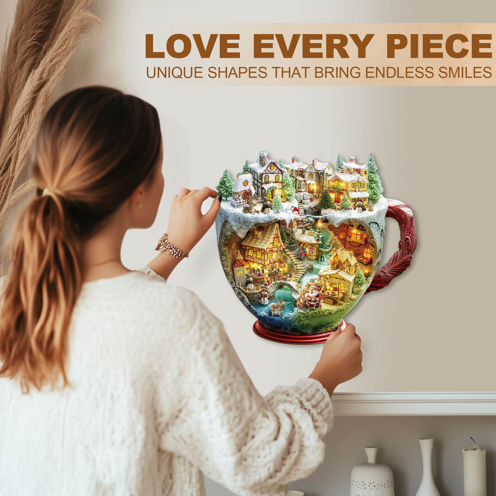 Christmas coffee cup Wooden Jigsaw Puzzle