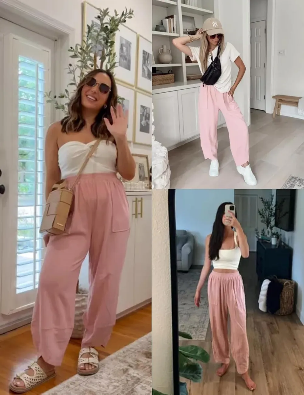 Women's Wide Leg Harem Pants Casual Palazzo Pants with Pockets High Waist Relaxed Fit