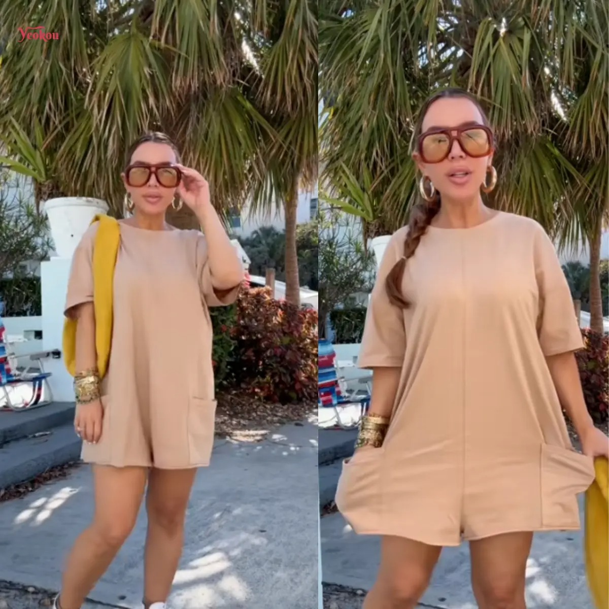 🔥🔥Women's Oversized Casual Athletic Tee Romper