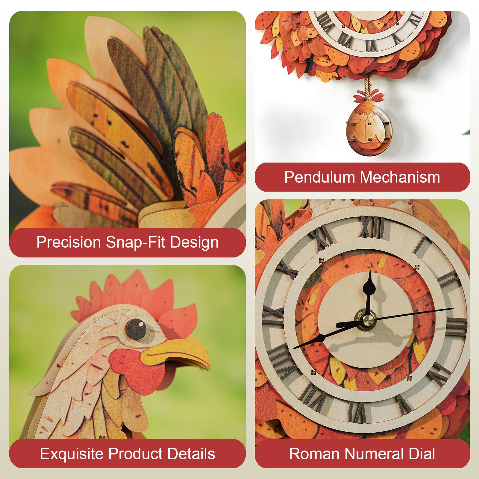 Cluck & Tick Hen Egg  – DIY Wooden Clock, 3D Puzzle Craft Kit