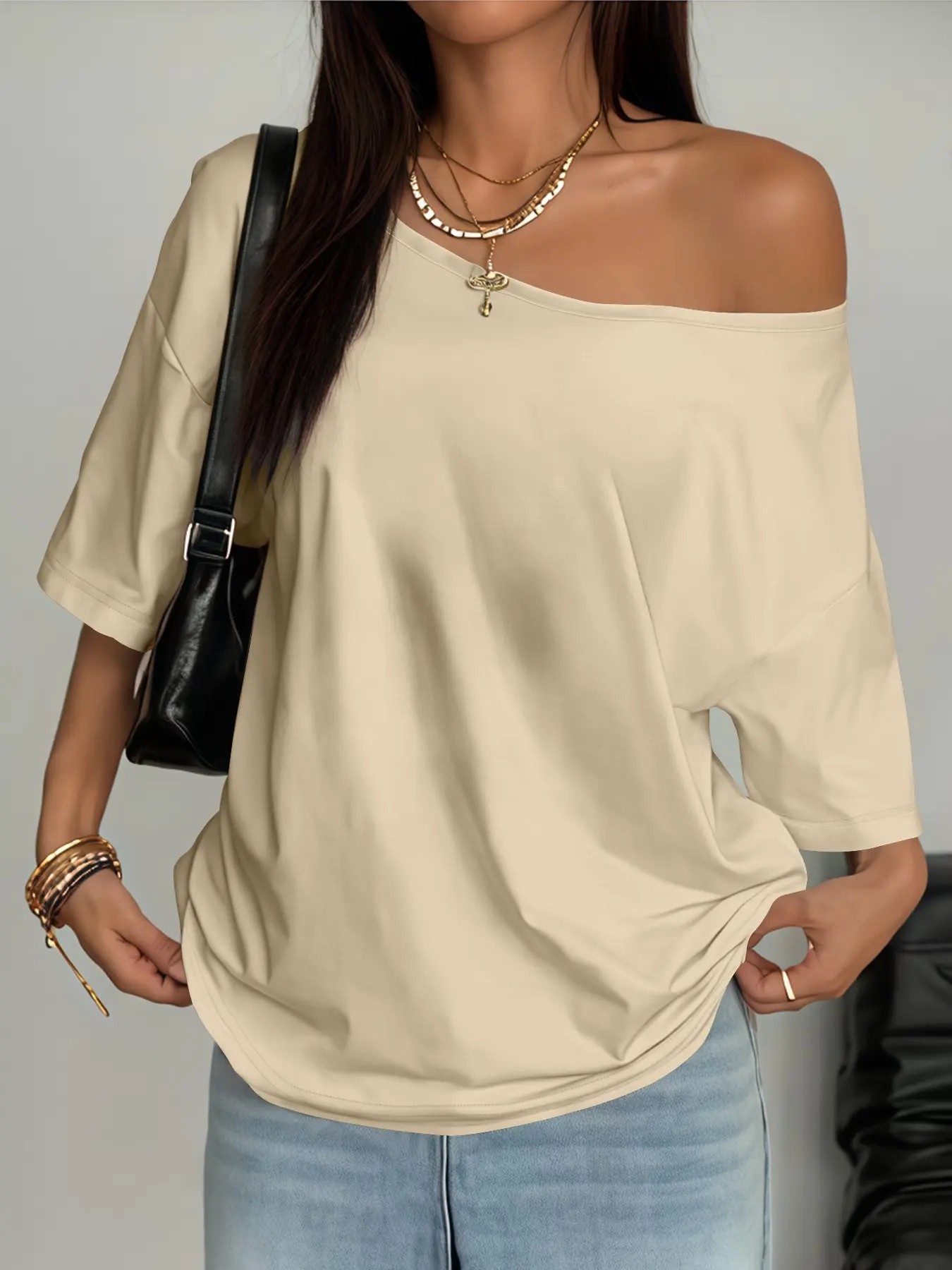 Women’s Chic Asymmetrical Off-Shoulder Plus Blouse