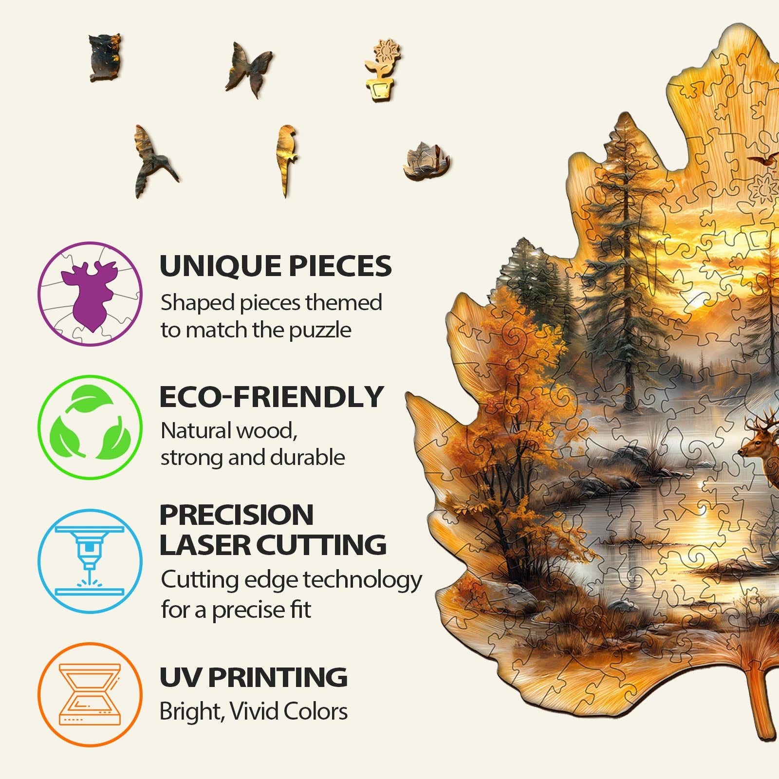 Golden Hoofprint Wooden Jigsaw Puzzle