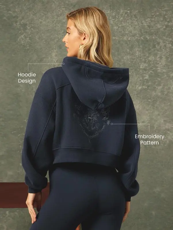 Warm Lightweight Relaxed Fit Cropped Hoodie Sweatshirt Set