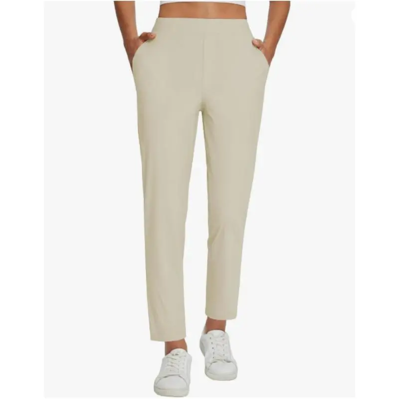 Women's Lightweight Breathable Soft  Ankle Pants Business Casual Summer Silky with Zipper Pockets Stretch Petite