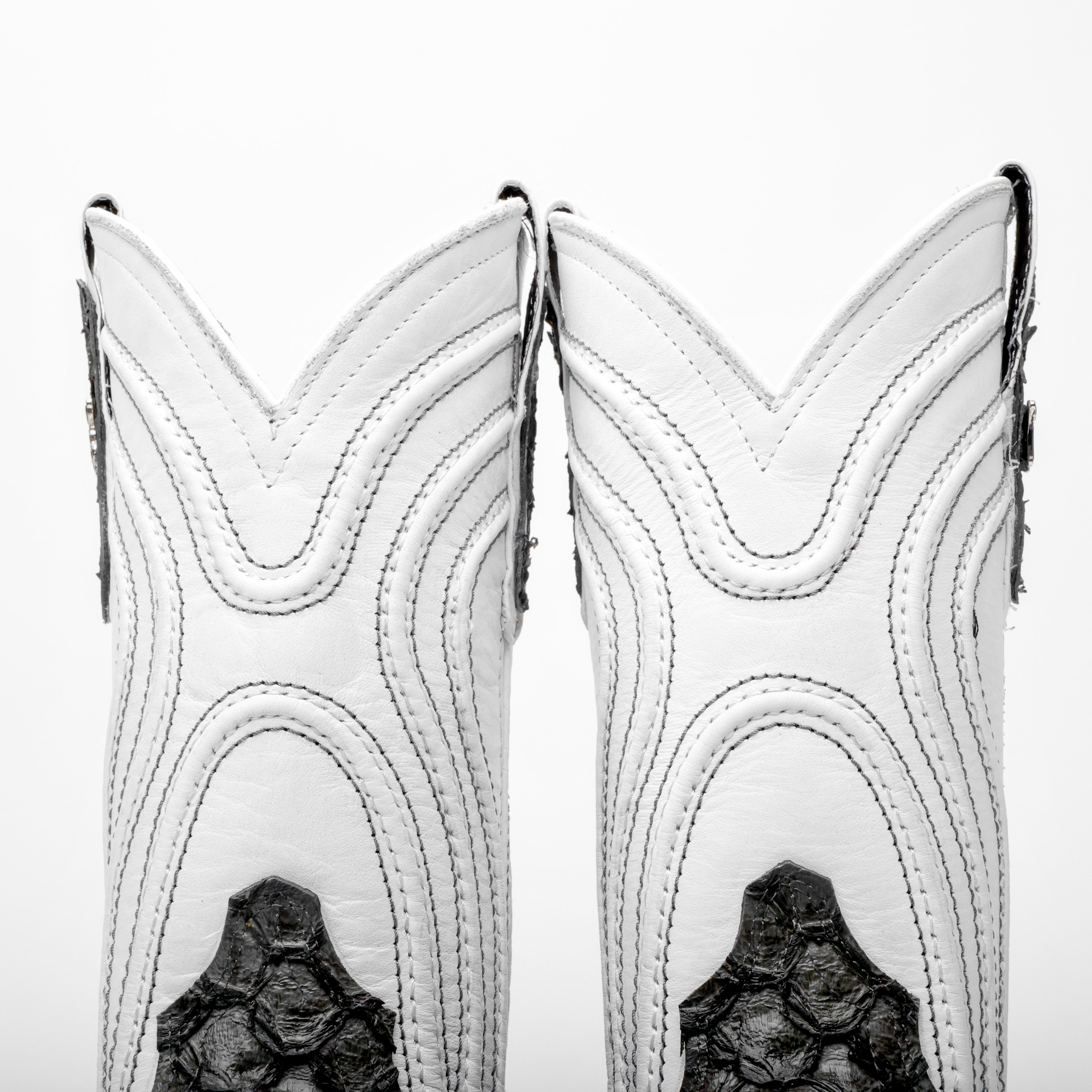 Grey Mini Pirarucu Leather Boots - Square Toe