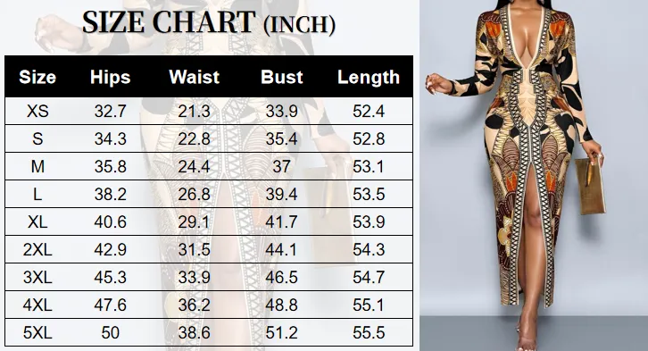 Women's All Over Print Deep V Neck Dress