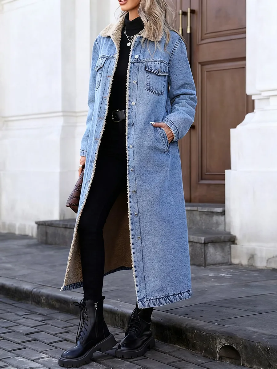 Women's Casual Denim Long Coat