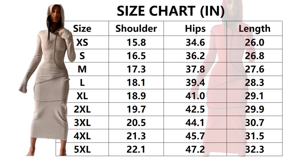 Women's Fall Winter Drop Shoulder Bodycon Hooded Dress