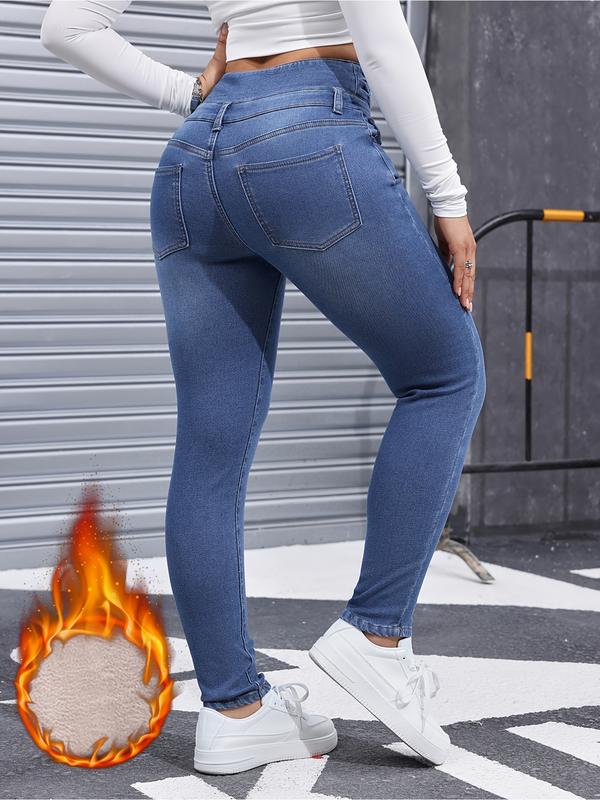 Women's Fleece-Lined Stretch Denim Jeans