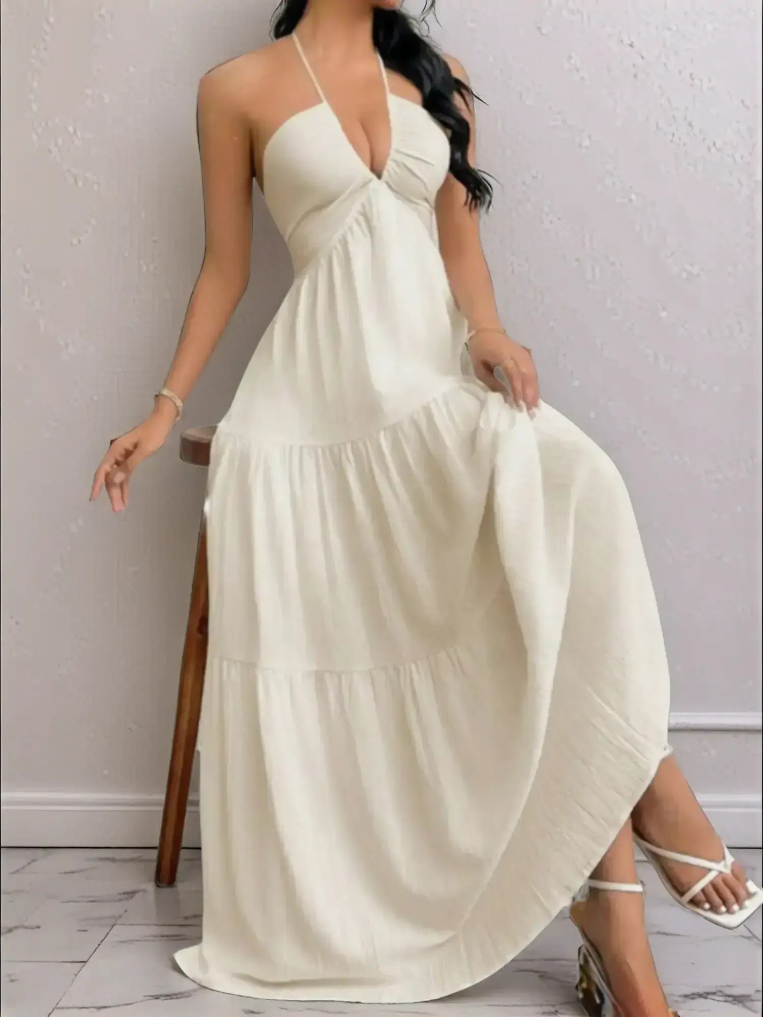 Women's Sleeveless Plain A-Line Maxi Dress
