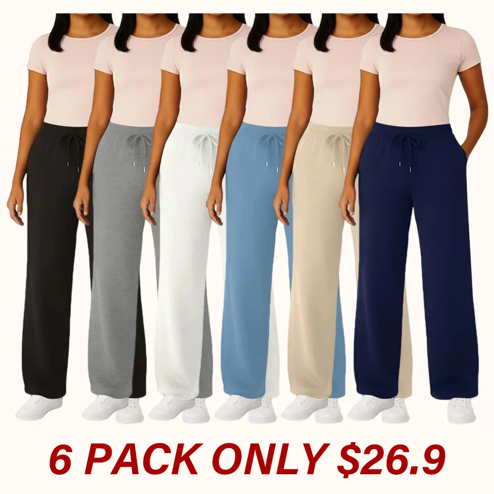 Women's multi-piece thickened wide-leg fleece sweatpants
