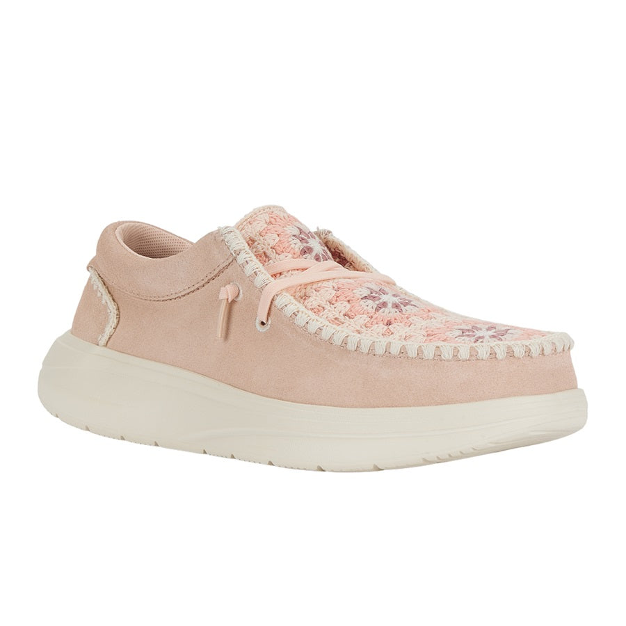 Wendy Comf Suede Crochet - Pale Pink/Multi