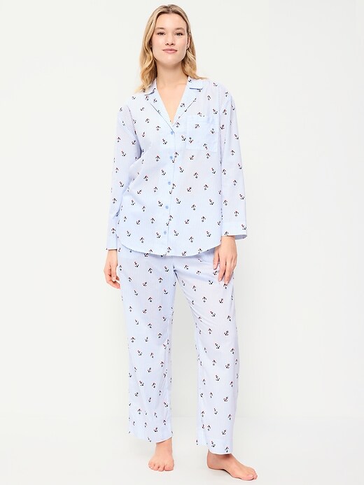 Poplin Pajama Pant Set Anchor Stripe