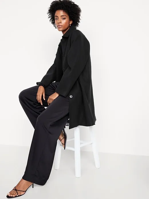 Relaxed Button-Front Mac Coat
