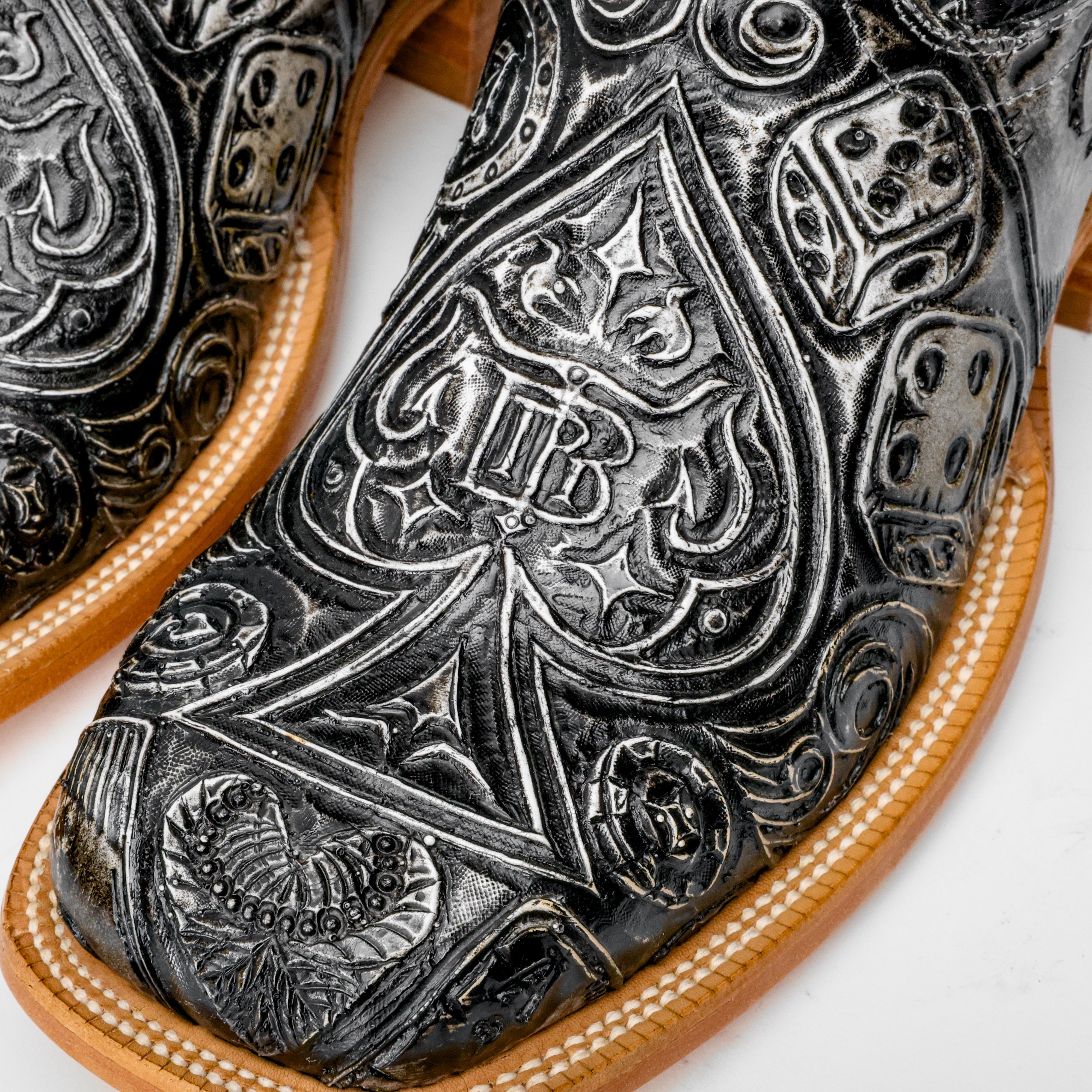 Ace Of Spades White/Black - Square Toe