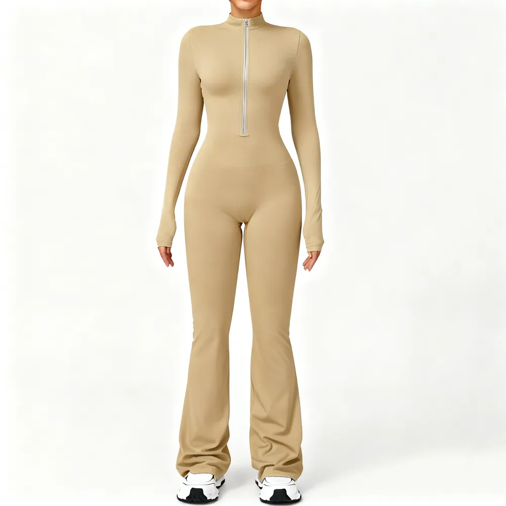 Women's Long Sleeve Flared Sports Jumpsuit