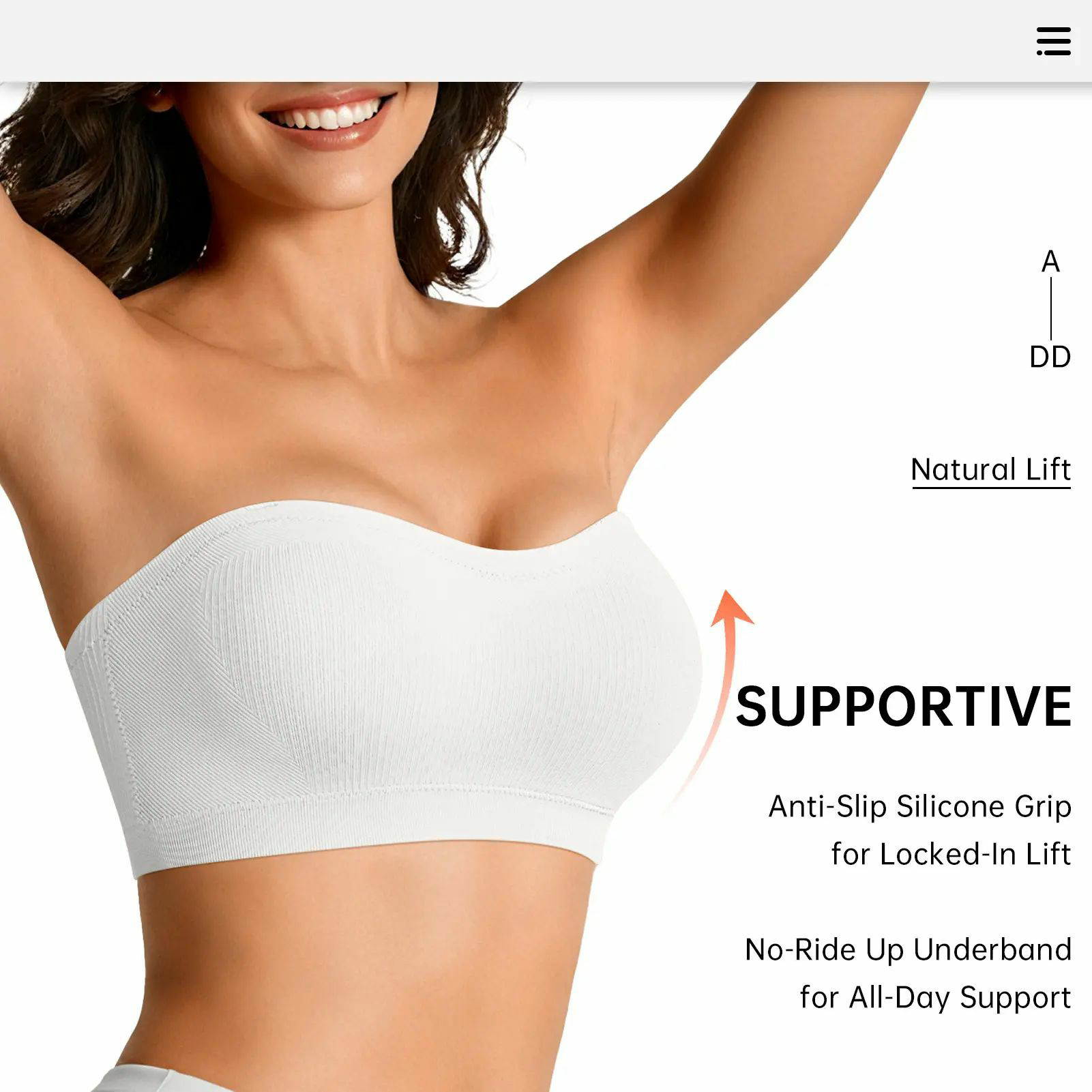 Stay Put Bandeau Bra, Wireless Seamless Comfort Day