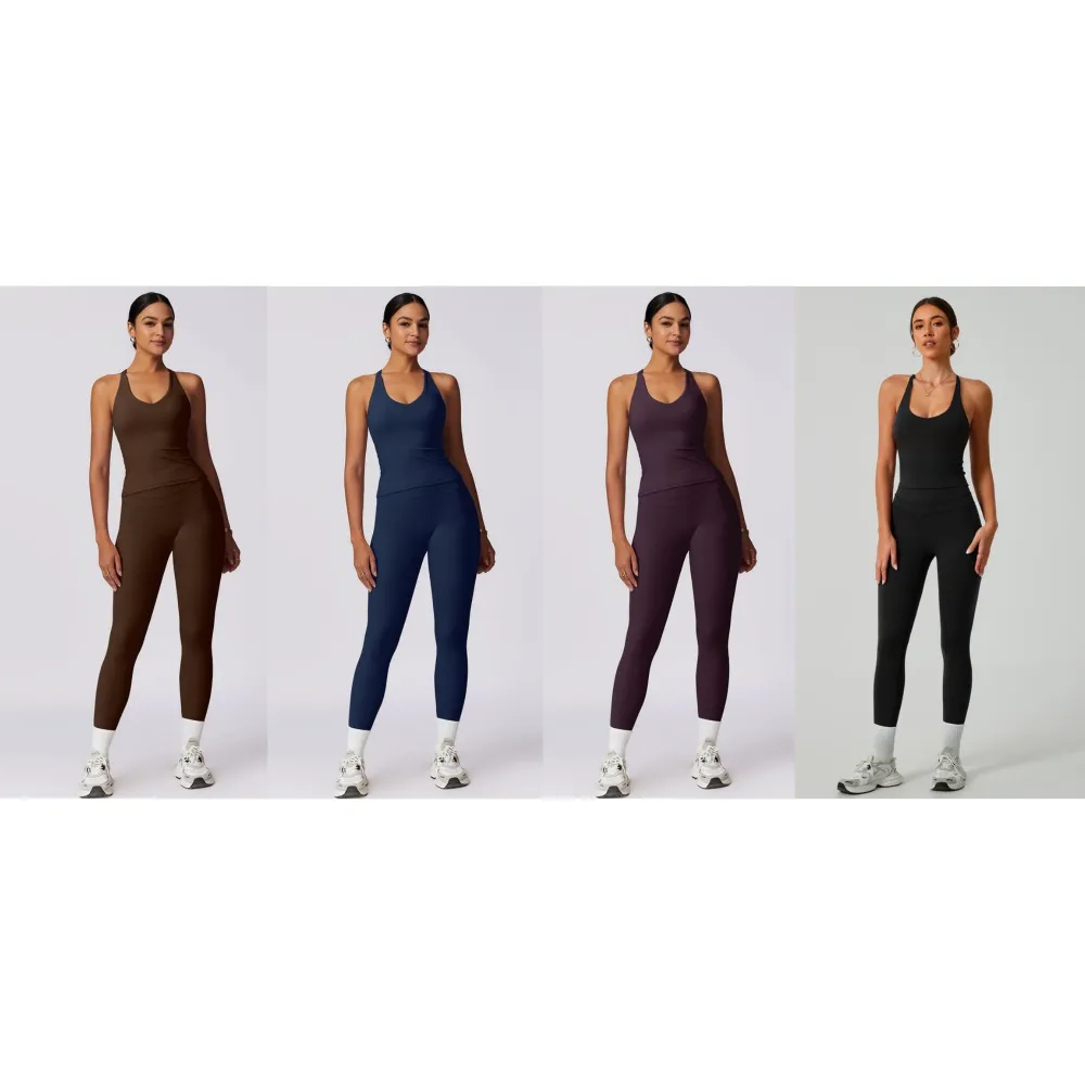 Women's Crisscross Back Tank & High-Waist Butt-Lift Leggings Set