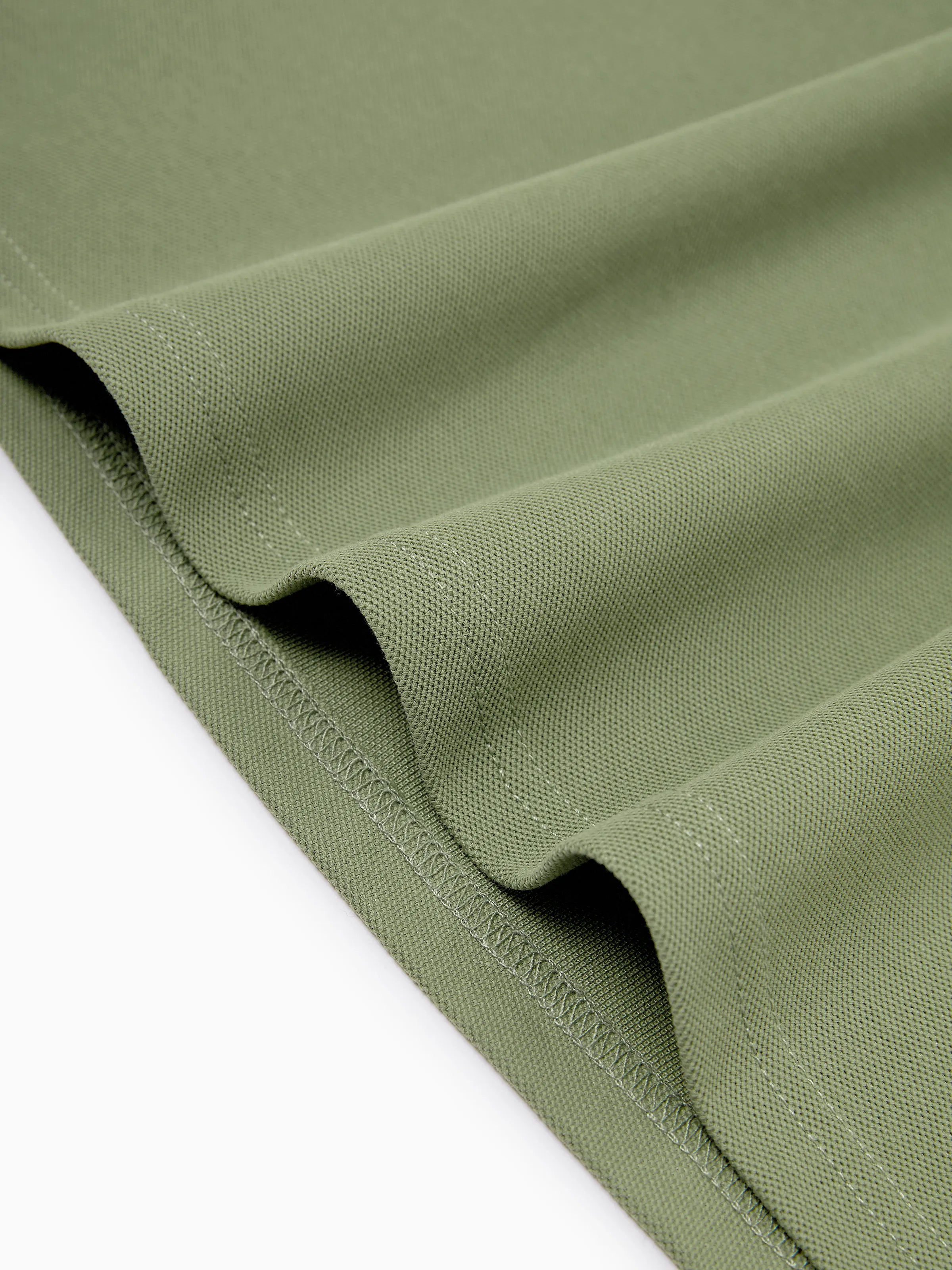 Family Matching Polo Collar Short-sleeve Shirt or V-neck Strappy Mesh Dress  Green