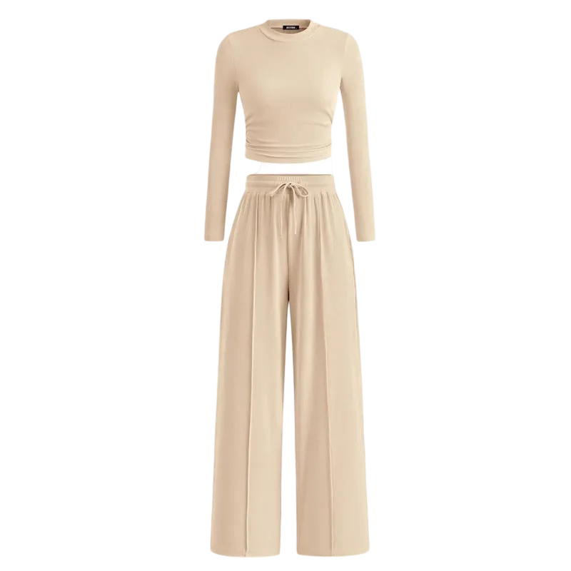 Women's 2-Piece Set – Top & Wide-Leg Pants