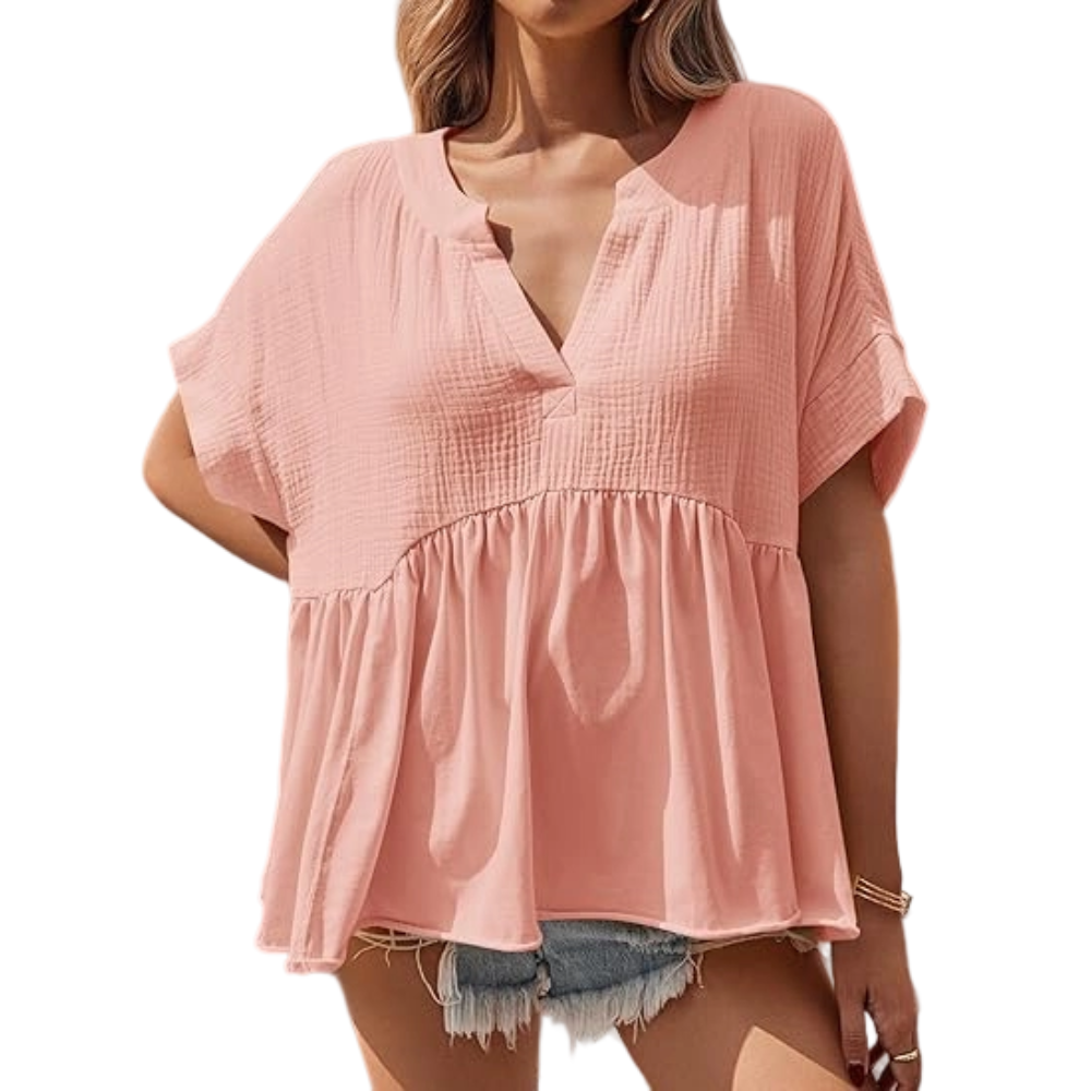 Womens Summer Babydoll Tops V Neck