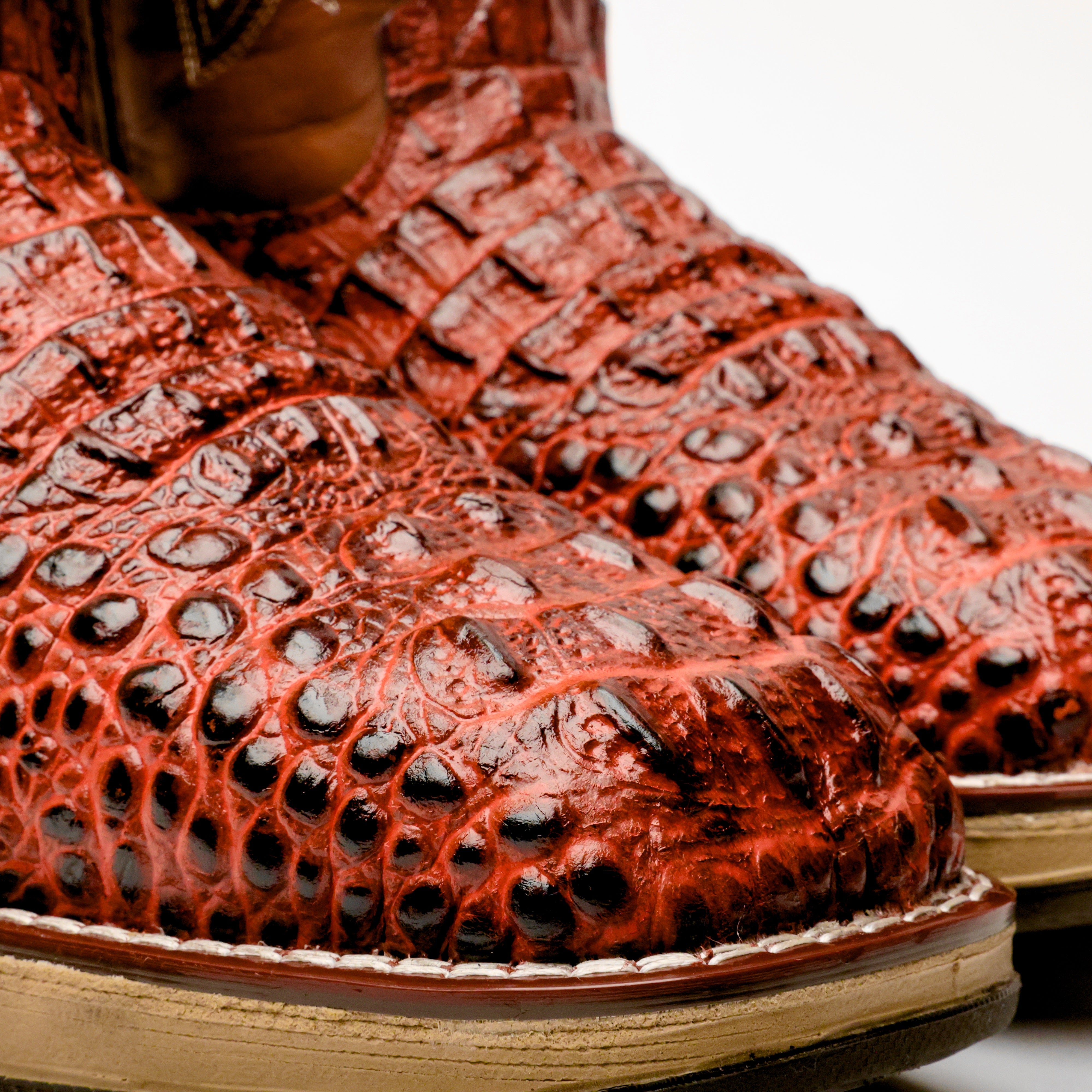 Cognac Caiman Neck Leather Boots With 3D Lightweight Sole - Composite Toe