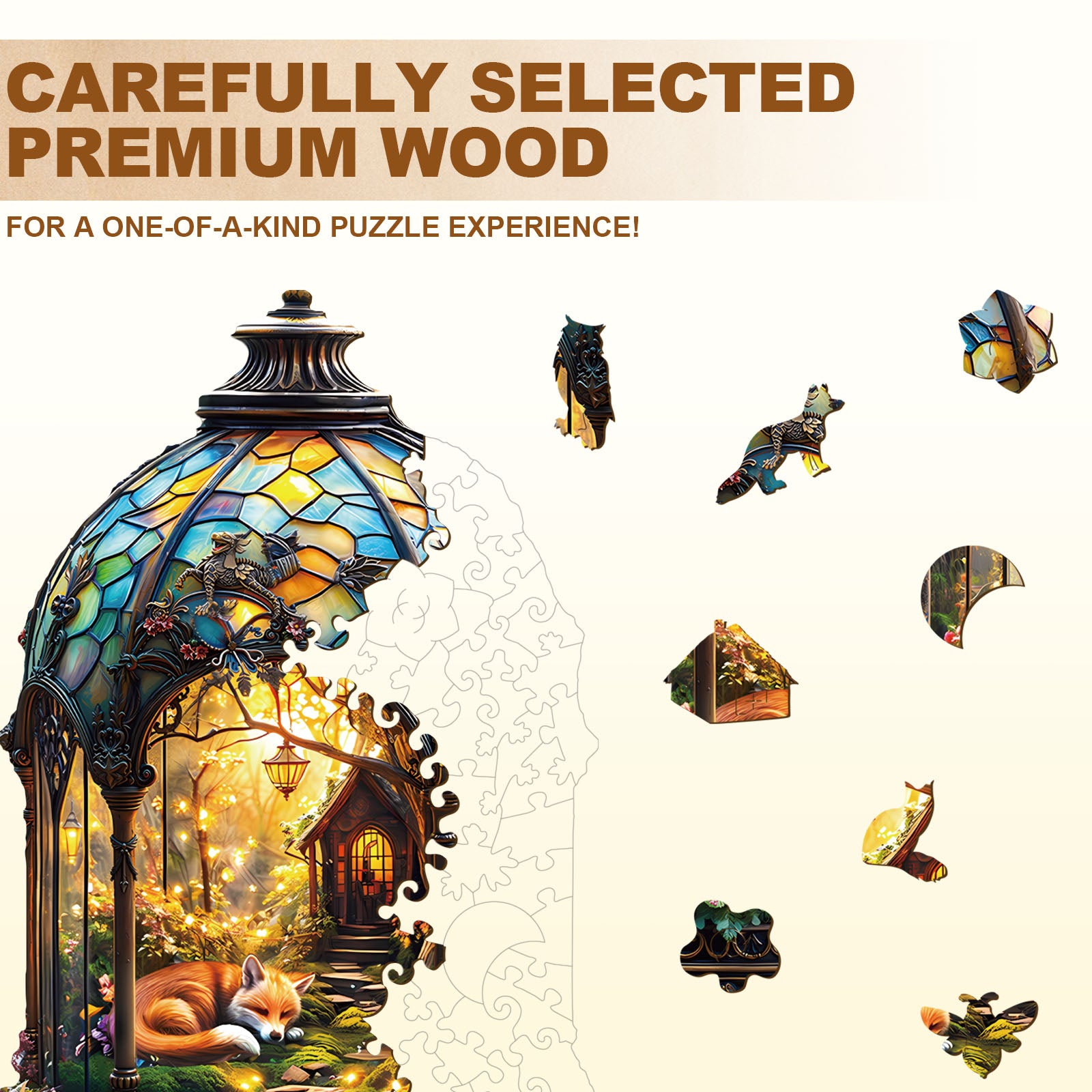 Lantern Fox  Wooden Jigsaw Puzzle