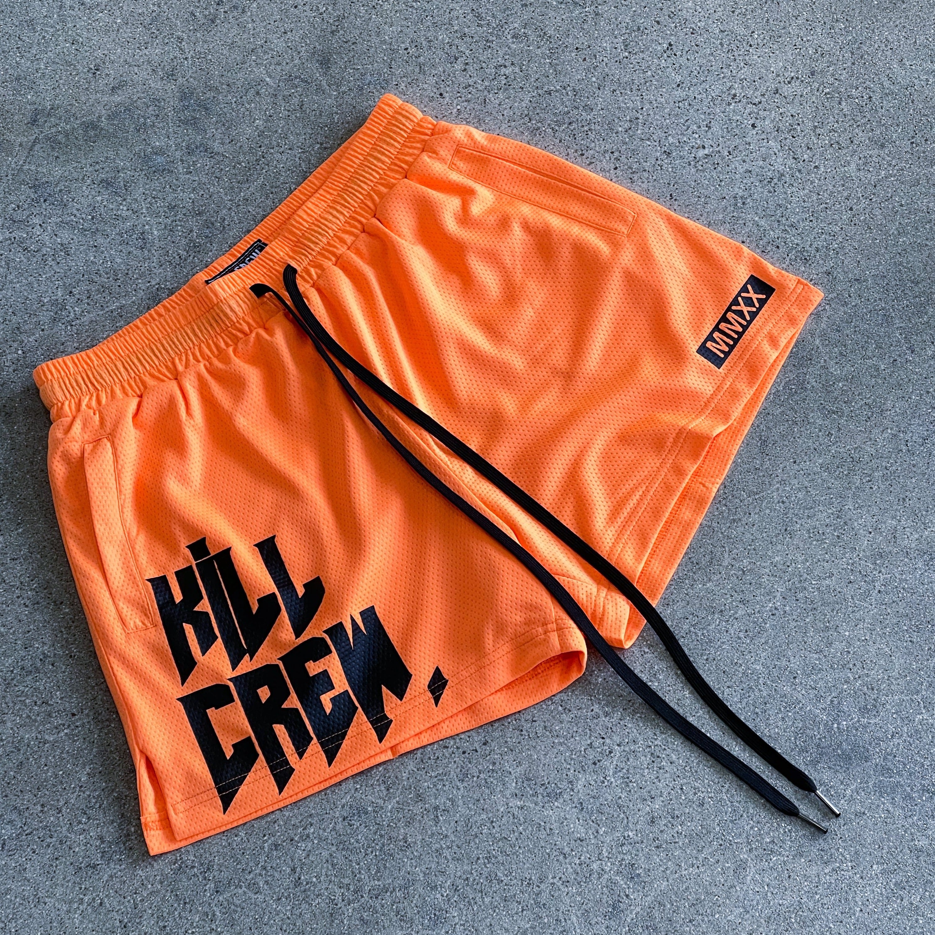 MUAY THAI SHORTS (MID THIGH CUT) - NEON ORANGE