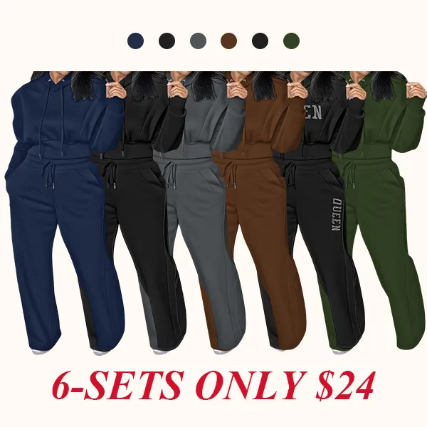 Hooded Long Sleeve Sweatshirt and Casual Wide Leg Sweatpants Set