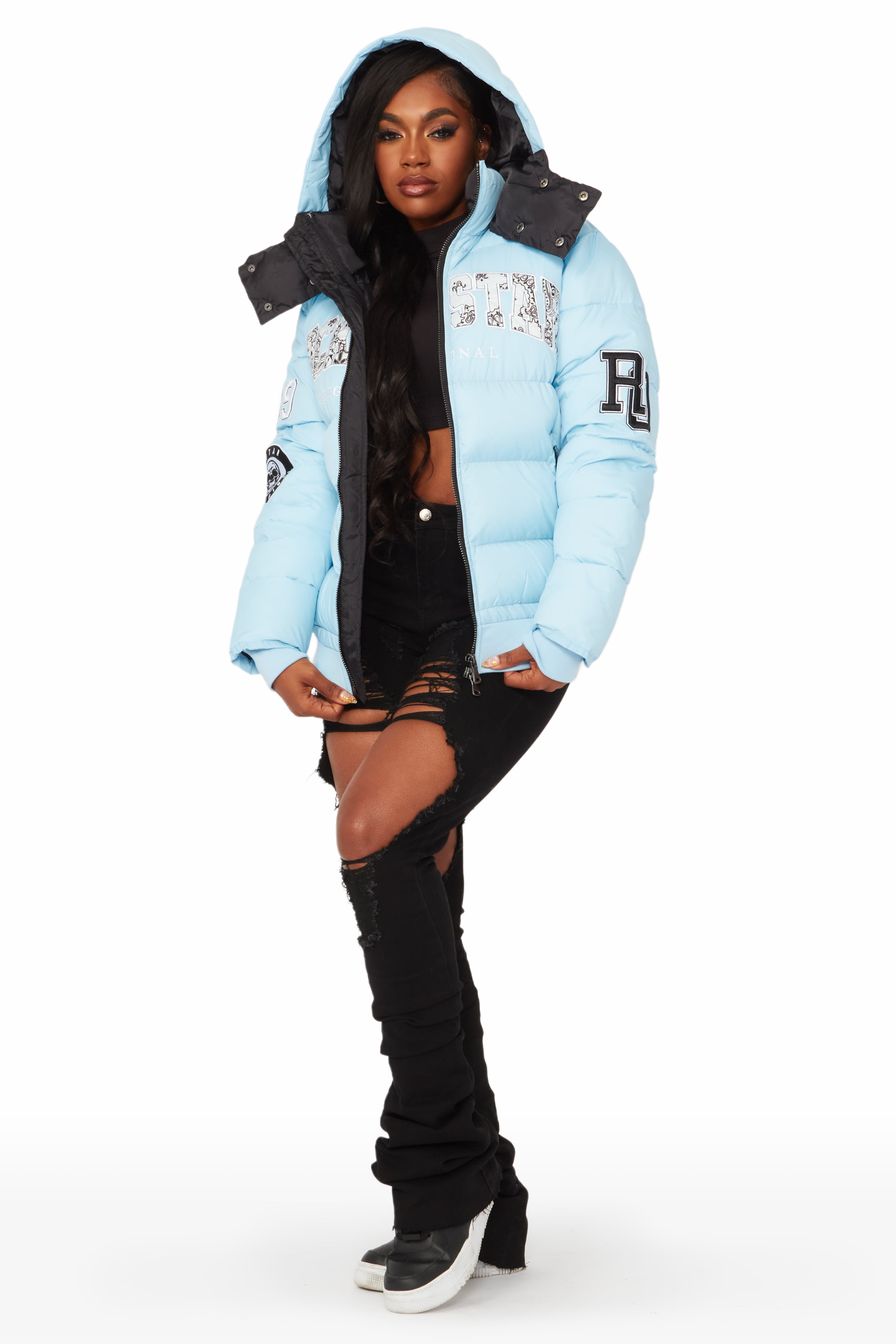 Latoya Baby Blue Oversized Puffer Jacket