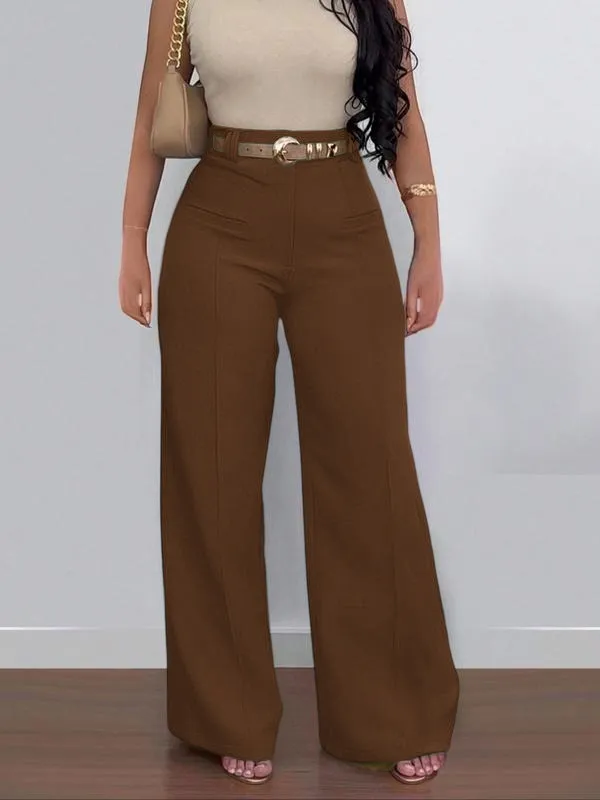 Women's Plain Pocket Wide Leg Pants