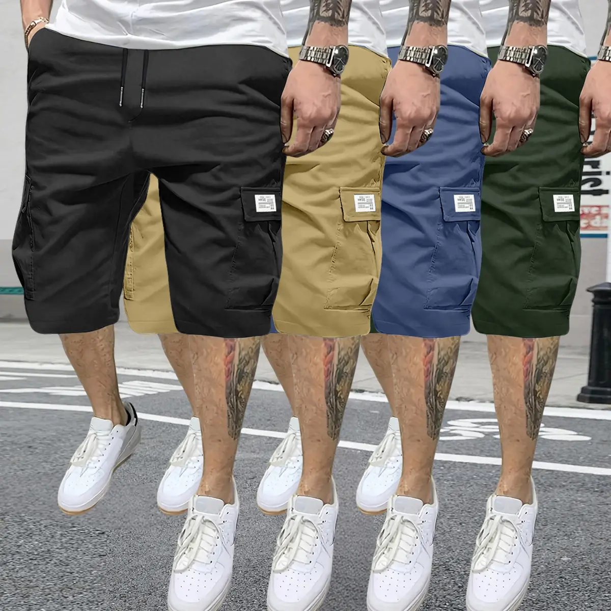 Fashionable summer lightweight loose straight-leg casual shorts, durable multifunctional work shorts suitable for camping, cycling, and hiking.