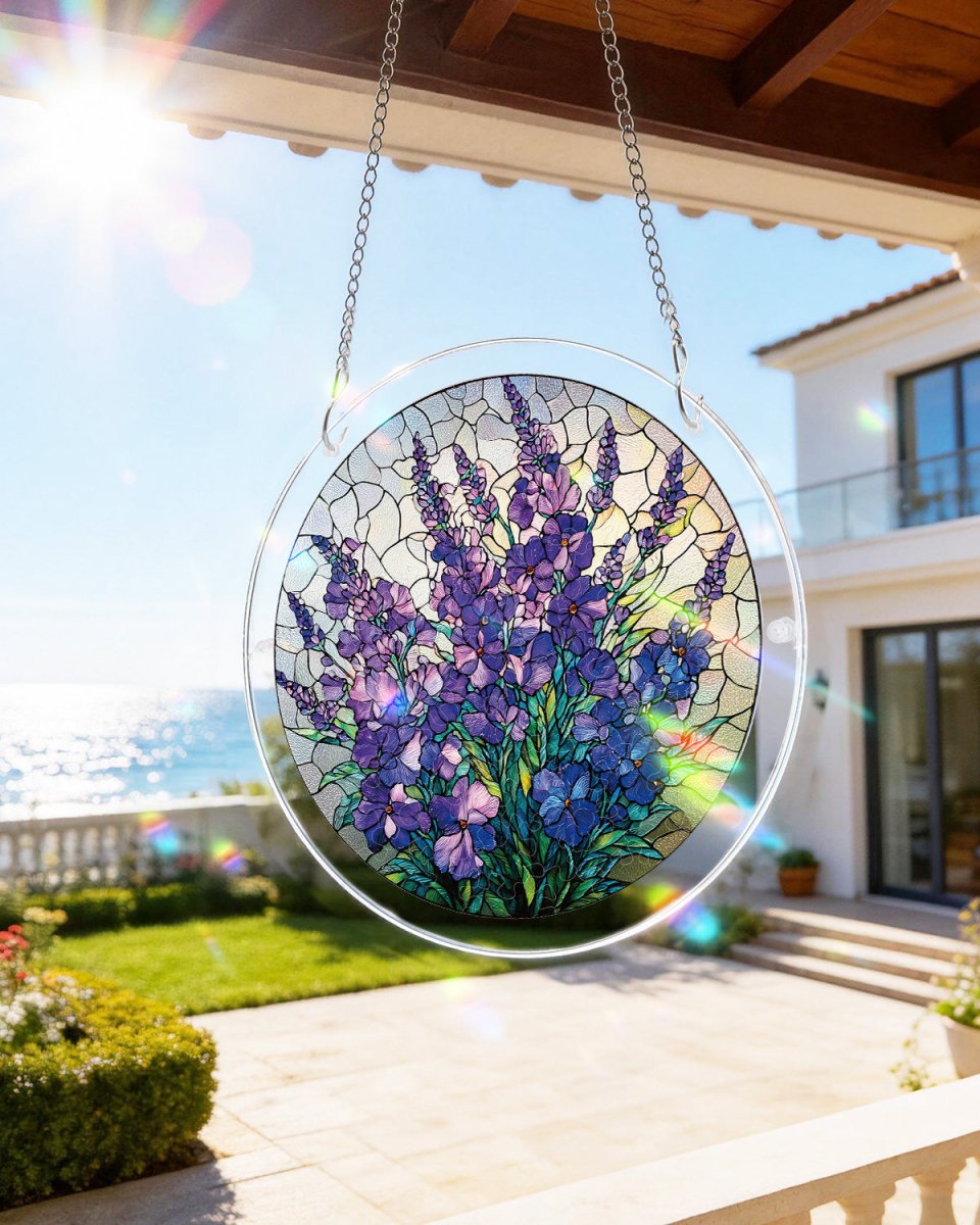Acrylic Jigsaw Puzzle Suncatcher - Violet Garden Grace