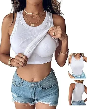 Women's Built-in Bra Ribbed Tank Top