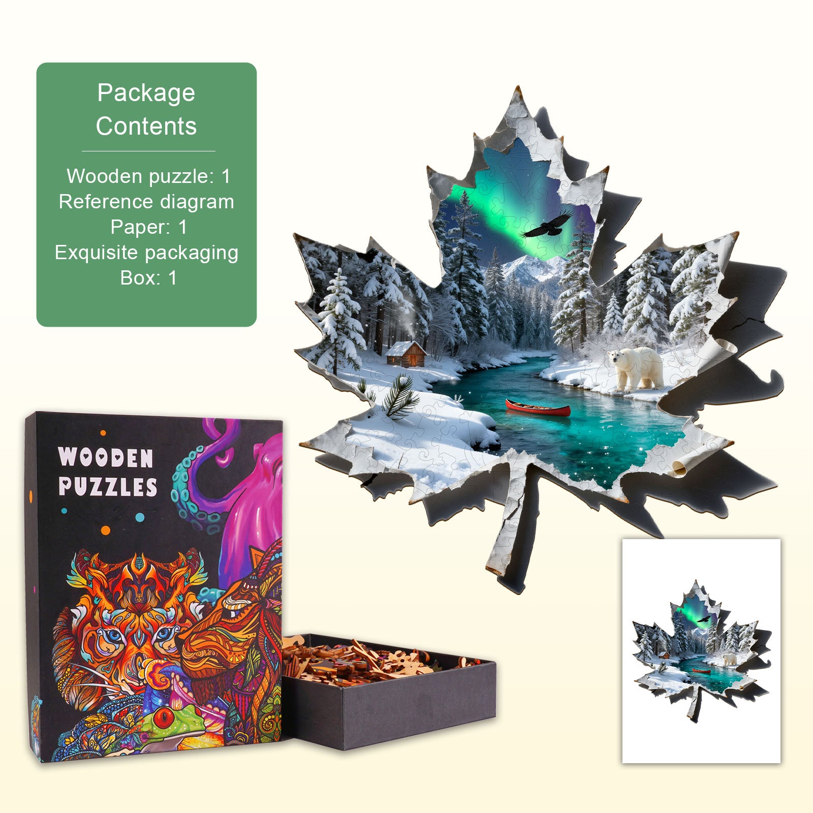 Winter Paper Leaf Wooden Jigsaw Puzzle