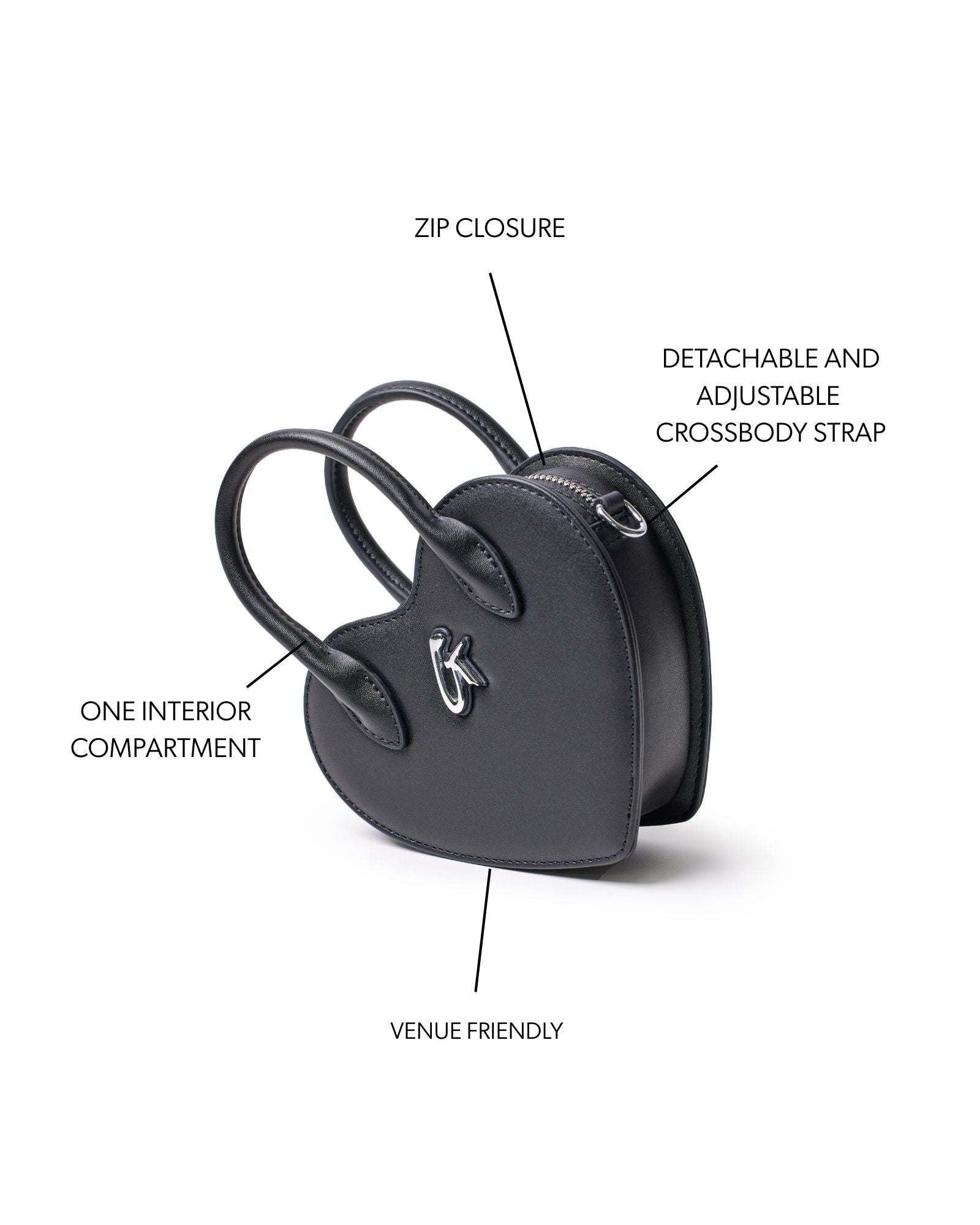 MINI HEART BAG - BLACK