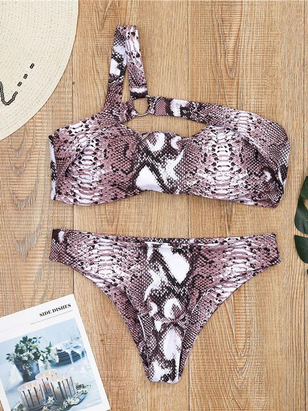 Single Shoulder Bandeau Bikinis Swimwear