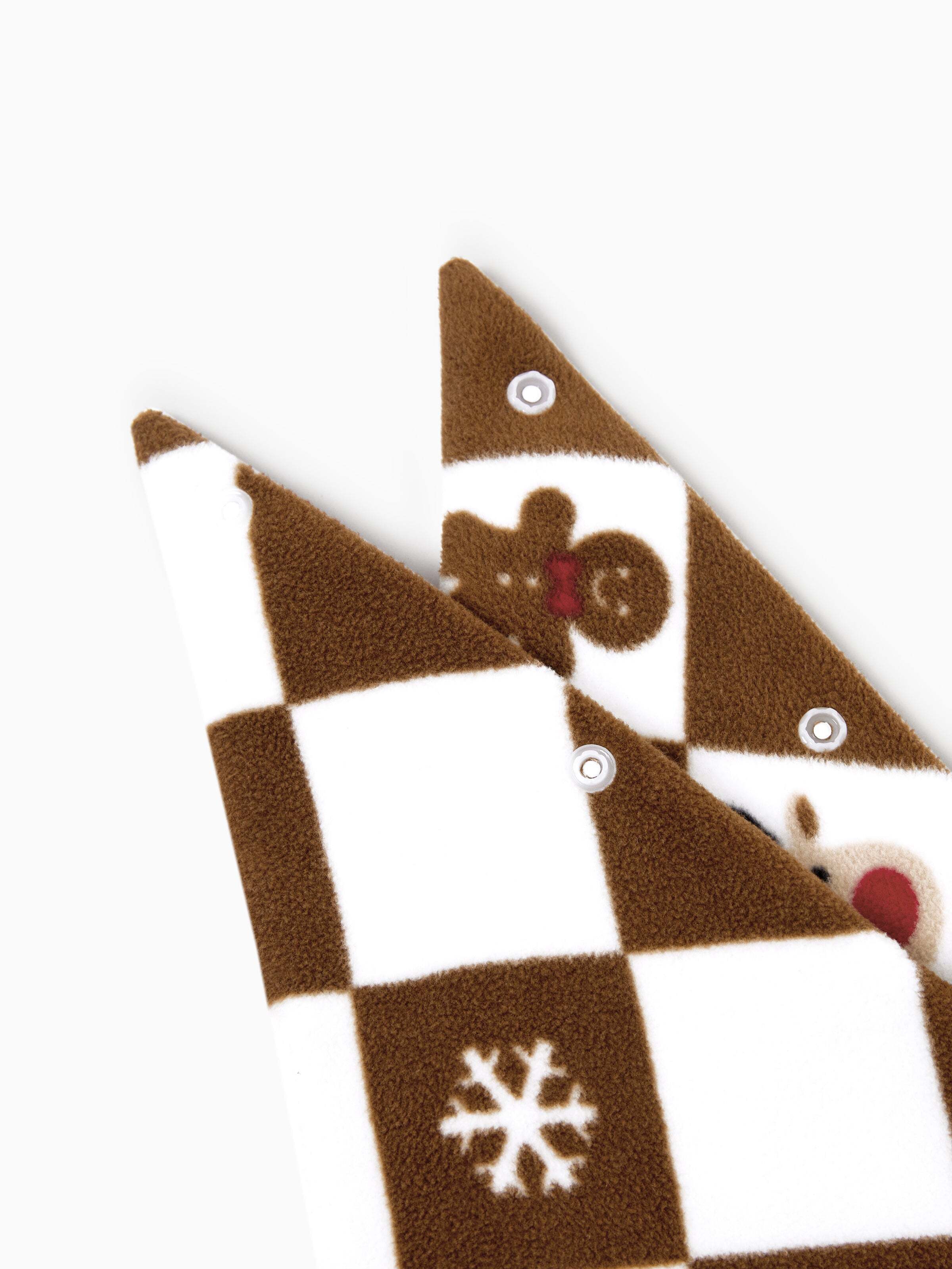 Christmas Onesies Matching Family Fleece Hoodie Pajamas Set Gingerbread Christmas-theme Plaid Print PJS with Christmas Socks Color block