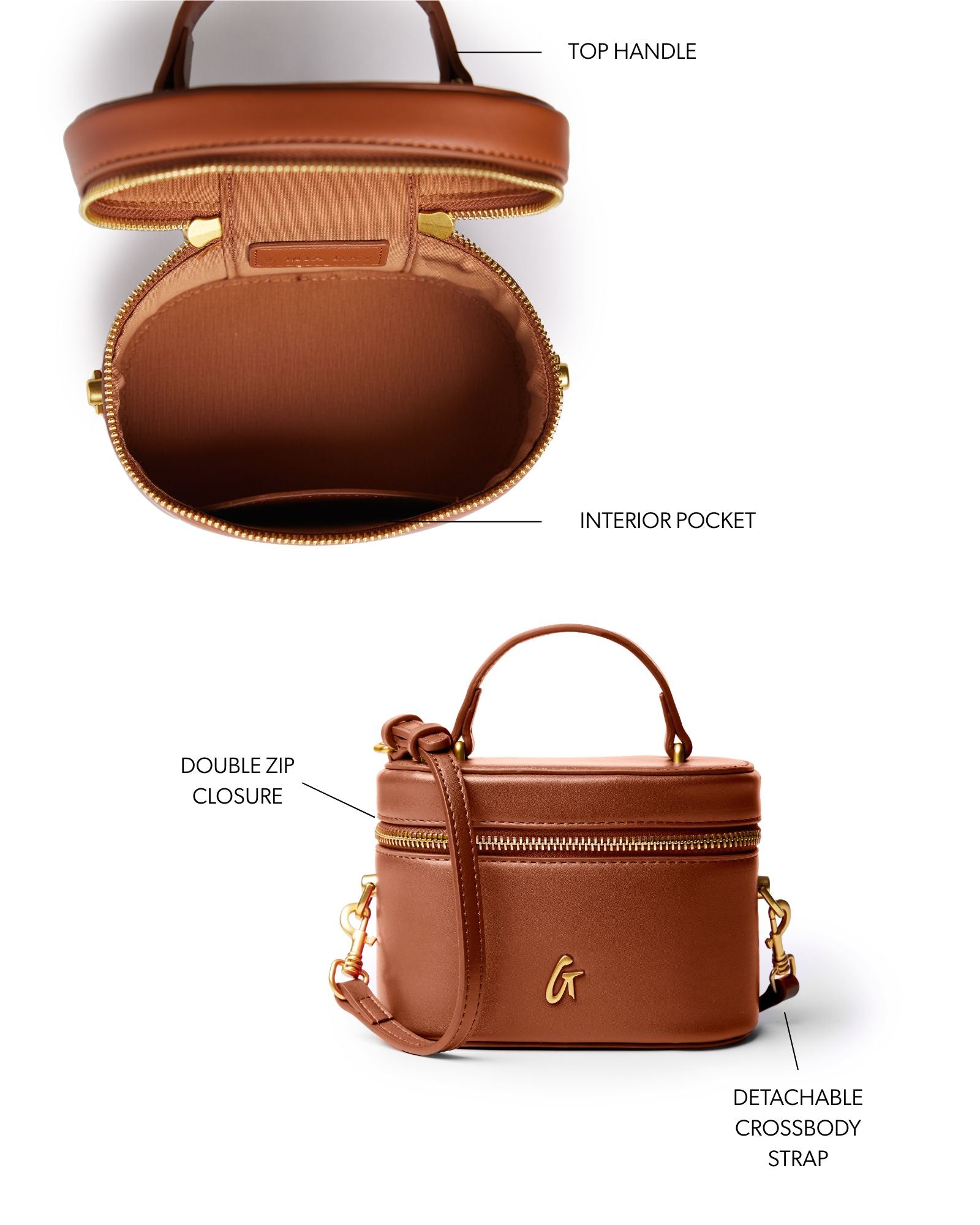 MINI SMOOTH GOLD VANITY BAG - BROWN